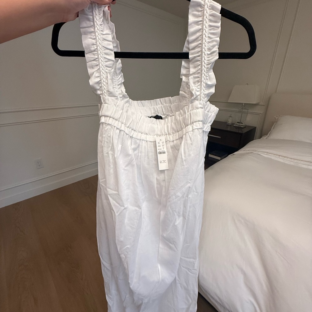 J. Crew - White Ruffled Strap Dress